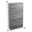 SCARPIERA 3 ANTE IN LEGNO TRUCIOLARE MELAMINICO, OGNI ANTA 2 DIVISORI IN LEGNO ROVERE GRIGIO 63 X 24 X 115 CM 