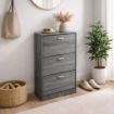 SCARPIERA 3 ANTE IN LEGNO TRUCIOLARE MELAMINICO, OGNI ANTA 2 DIVISORI IN LEGNO ROVERE GRIGIO 63 X 24 X 115 CM 