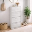 SCARPIERA 4 ANTE IN LEGNO TRUCIOLARE CON MELAMINICO 2 DIVISORI OGNI ANTA BIANCO LEGNO 63 X 24 X 150 CM
