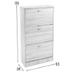 SCARPIERA 3 ANTE IN LEGNO TRUCIOLARE CON MELAMINICO 2 DIVISORI OGNI ANTA BIANCO LEGNO 63 X 24 X 115 CM