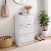 SCARPIERA 3 ANTE IN LEGNO TRUCIOLARE CON MELAMINICO 2 DIVISORI OGNI ANTA BIANCO LEGNO 63 X 24 X 115 CM
