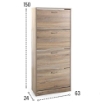 SCARPIERA 4 ANTE IN LEGNO TRUCIOLARE CON MELAMINICO 2 DIVISORI OGNI ANTA ROVERE 63 X 24 X 150 CM