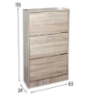 SCARPIERA 3 ANTE IN LEGNO TRUCIOLARE CON MELAMINICO 2 DIVISORI OGNI ANTA ROVERE 63 X 24 X 115 CM