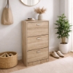 SCARPIERA 3 ANTE IN LEGNO TRUCIOLARE CON MELAMINICO 2 DIVISORI OGNI ANTA ROVERE 63 X 24 X 115 CM
