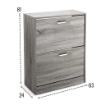 SCARPIERA 2 ANTE IN LEGNO TRUCIOLARE MELAMINICO, OGNI ANTA 2 DIVISORI IN LEGNO ROVERE GRIGIO 63 X 24 X 81 CM 
