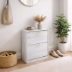 SCARPIERA 2 ANTE IN LEGNO TRUCIOLARE CON MELAMINICO 2 DIVISORI OGNI ANTA BIANCO LEGNO 63 X 24 X 81 CM