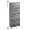 SCARPIERA 4 ANTE IN LEGNO TRUCIOLARE MELAMINICO, OGNI ANTA 2 DIVISORI IN LEGNO ROVERE GRIGIO 60 X 24 X 150 CM 