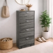 SCARPIERA 4 ANTE IN LEGNO TRUCIOLARE MELAMINICO, OGNI ANTA 2 DIVISORI IN LEGNO ROVERE GRIGIO 60 X 24 X 150 CM 