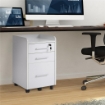 CASSETTIERA DA UFFICIO BIANCA IN LEGNO CON CHIAVI E 3 CASSETTI