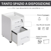 CASSETTIERA DA UFFICIO BIANCA IN LEGNO CON CHIAVI E 3 CASSETTI