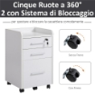 CASSETTIERA DA UFFICIO BIANCA IN LEGNO CON CHIAVI E 3 CASSETTI