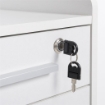 CASSETTIERA DA UFFICIO BIANCA IN LEGNO CON CHIAVI E 3 CASSETTI