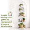 SCAFFALE ARIANNE CON 5 PIANI AD ANGOLI BIANCO ANTICO 50 X 35 X H175 CM
