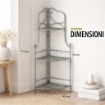 SCAFFALE PORTAVASI ROSALIE CON 3 PIANI IN COLORE BIANCO OSSIDATO