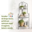 SCAFFALE PORTAVASI ROSALIE CON 3 PIANI IN COLORE BIANCO OSSIDATO