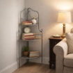 SCAFFALE PORTAVASI ROSALIE CON 3 PIANI IN COLORE BIANCO OSSIDATO