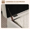PANCA CONTENITORE DA 80L IMBOTTITA CON RIVESTIMENTO IN TESSUTO E GAMBE IN LEGNO, 118X42X45 CM, CREMA