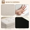 PANCA CONTENITORE DA 80L IMBOTTITA CON RIVESTIMENTO IN TESSUTO E GAMBE IN LEGNO, 118X42X45 CM, CREMA