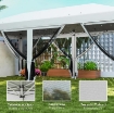 GAZEBO PIEGHEVOLE CON 6 TENDE ZANZARIERA E STRUTTURA IN ACCIAIO, 585X295X270CM, BIANCO CREMA