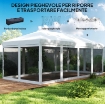 GAZEBO PIEGHEVOLE CON 6 TENDE ZANZARIERA E STRUTTURA IN ACCIAIO, 585X295X270CM, BIANCO CREMA