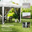 GAZEBO PIEGHEVOLE CON 6 TENDE ZANZARIERA E STRUTTURA IN ACCIAIO, 585X295X270CM, BIANCO CREMA