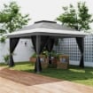 GAZEBO PIEGHEVOLE 3.6X3.6 M CON PARETI ALTEZZA REGOLABILE E PROTEZIONE UPF50+ BORSA CON RUOTE GRIGIO