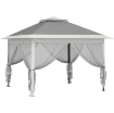 GAZEBO DA ESTERNO AD ALTEZZA REGOLABILE CON ZANZARIERE IN METALLO E TESSUTO OXFORD 3.3X3.3X2.8 M GRIGIO SCURO