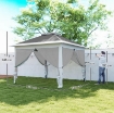 GAZEBO DA ESTERNO AD ALTEZZA REGOLABILE CON ZANZARIERE IN METALLO E TESSUTO OXFORD 3.3X3.3X2.8 M GRIGIO SCURO
