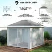 GAZEBO DA ESTERNO AD ALTEZZA REGOLABILE CON ZANZARIERE IN METALLO E TESSUTO OXFORD 3.3X3.3X2.8 M GRIGIO SCURO