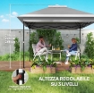 GAZEBO DA ESTERNO AD ALTEZZA REGOLABILE CON ZANZARIERE IN METALLO E TESSUTO OXFORD 3.3X3.3X2.8 M GRIGIO SCURO