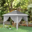 GAZEBO DA ESTERNO AD ALTEZZA REGOLABILE CON ZANZARIERE IN METALLO E TESSUTO OXFORD 3.3X3.3X2.8 M GRIGIO SCURO