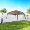 GAZEBO PIEGHEVOLE DA GIARDINO 2.4X2.4M CON STRUTTURA IN ACCIAIO E CORDE ANTIVENTO, CAFFÈ