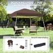 GAZEBO PIEGHEVOLE DA GIARDINO 2.4X2.4M CON STRUTTURA IN ACCIAIO E CORDE ANTIVENTO, CAFFÈ