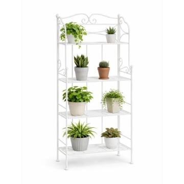 SCAFFALE PORTAVASI NOELLE CON 4 PIANI IN COLORE BIANCO ANTICO