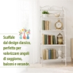SCAFFALE PORTAVASI NOELLE CON 4 PIANI IN COLORE BIANCO ANTICO