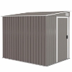 CAPANNO ATTREZZI IN METALLO 1.5X2M CON BASE, PORTA SCORREVOLE E TETTO INCLINATO, GRIGIO CHIARO