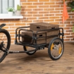 CARRELLO BICI DA 70L CON 2 RUOTE DA 16", 2 CATARIFRANGENTI E BANDIERINA, IN ACCIAIO E PE, 125X64X53.5 CM, NERO
