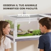 CASETTA TARTARUGHE RIALZATA CON DIVISORIO, VASSOIO ESTRAIBILE, IN LEGNO E PS, 104X53X82 CM, GRIGIO E BIANCO