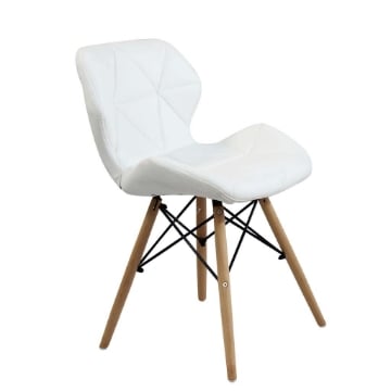 SEDIA ANNAPOLIS MODERNA IN ECOPELLE E LEGNO BIANCA 41 X 49 X H71 CM