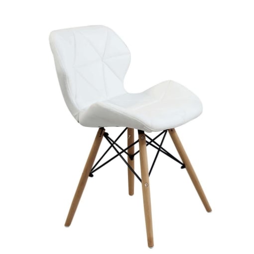 SEDIA ANNAPOLIS MODERNA IN ECOPELLE E LEGNO BIANCA 41 X 49 X H71 CM
