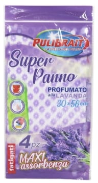 SUPER PANNO PROFUMATO LAVANDA STAMPATO MAXI ASSORBENZA 30X56 CM 4PZ 