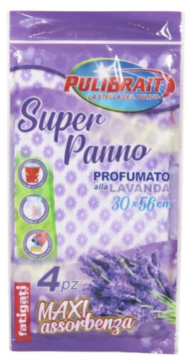 SUPER PANNO PROFUMATO LAVANDA STAMPATO MAXI ASSORBENZA 30X56 CM 4PZ 