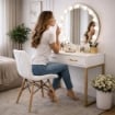SEDIA ANNAPOLIS MODERNA IN ECOPELLE E LEGNO BIANCA 41 X 49 X H71 CM