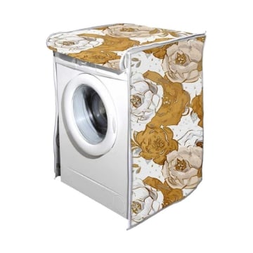 COPRILAVATRICE IN TESSUTO CON CHIUSURA ZIP LUX, FANTASIA CON ROSE, DIMENSIONI 60X60X80 H CM 