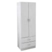 ARMADIO 2 ANTE 2 CASSETTI LEGNO TRUCIOLARE BIANCO 60 X 42 X 180 CM