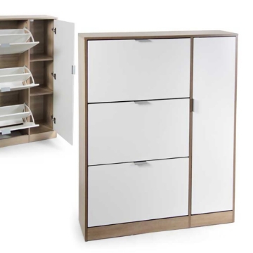 SCARPIERA 3 VANI E ANTA BIANCA E EFFETTO LEGNO ROVERE E BIANCO 99X24X122 CM