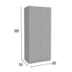 ARMADIO A 2 ANTE CON RIPIANO INTERIORE 80X50X180 GRIGIO