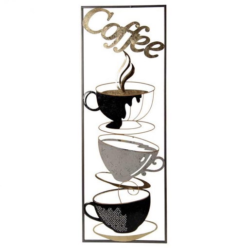 QUADRO DECORATIVO IN METALLO "COFFE" PER CUCINA, ANGOLO CAFFÈ 31 X 90 X 5 CM  