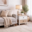 CASSETTIERA IN LEGNO CON 2 CASSETTI COLORE BIANCO E NATURALE 40 X 29 X 42 CM