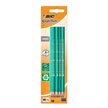 BIC EVOLUTION ECO MATITA IN GRAFITE, MINA HB RESISTENTE, PER SCUOLA E UFFICIO, 10PZ